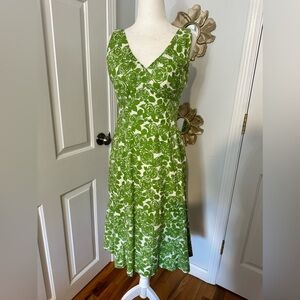 Green and white printed Boden spring or summer dress sleeveless